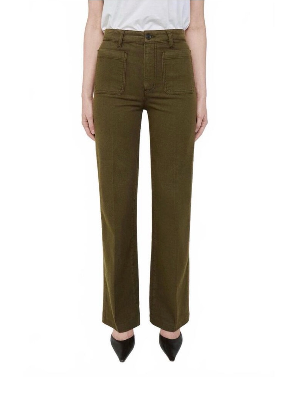FRAME refined straight leg‎ pants in tree moss size 27